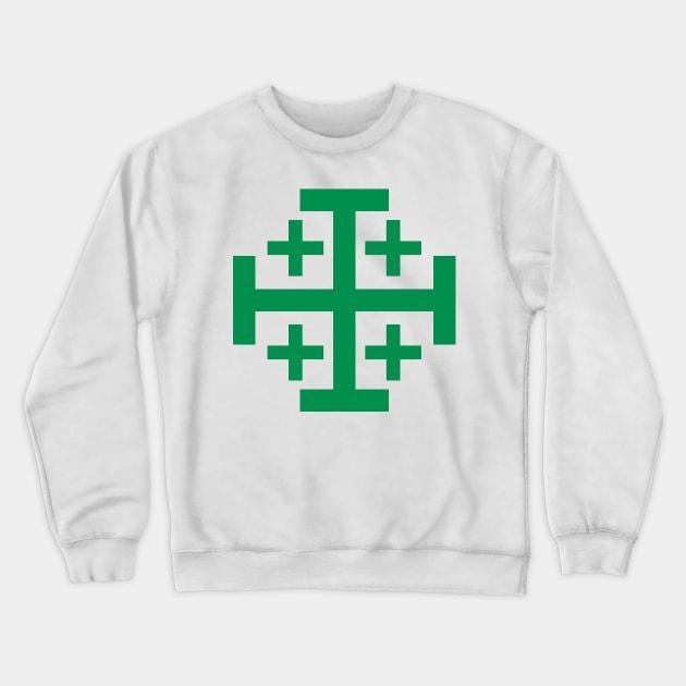 Jerusalem Cross (green) Crewneck Sweatshirt by PabloDeChenez